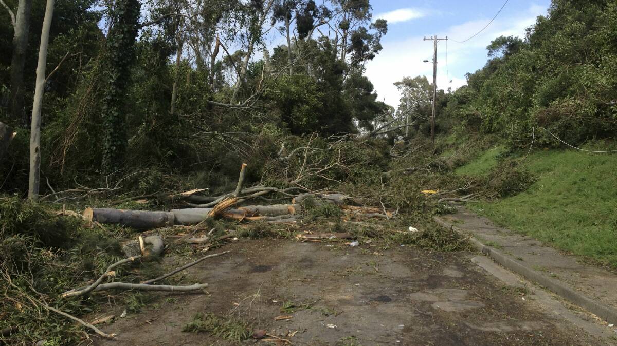 Some of the damage done to Kiama by the heavy storm that hit the town this morning. Pictures: DAVE TEASE