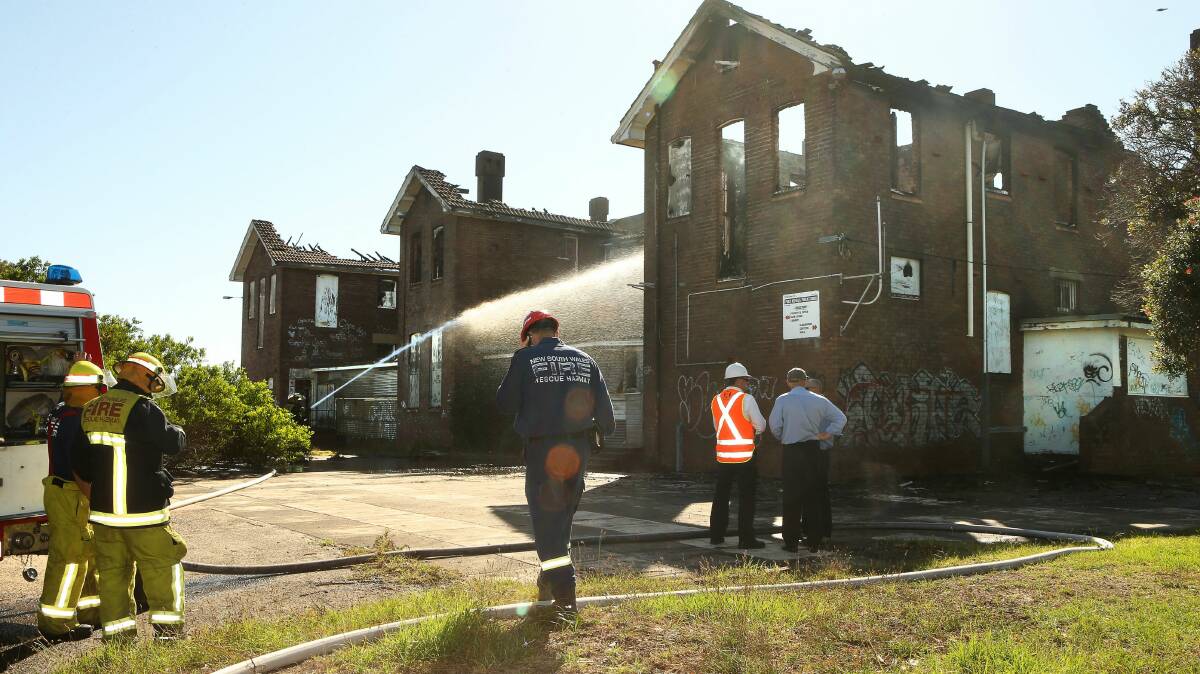 Fire crews house down the school this morning. Picture: KIRK GILMOUR 