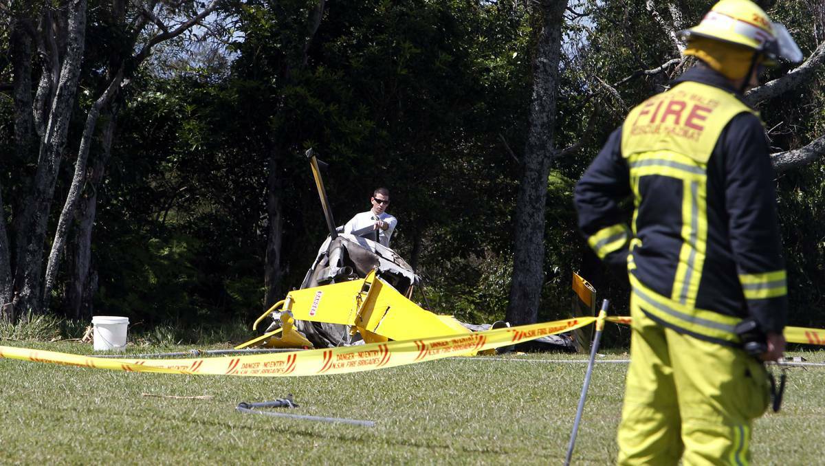 Emergency services rushed to the scene of the helicopter crash at Panorama House at Bulli Tops on Thursday. Photo: Illawarra Mercury
