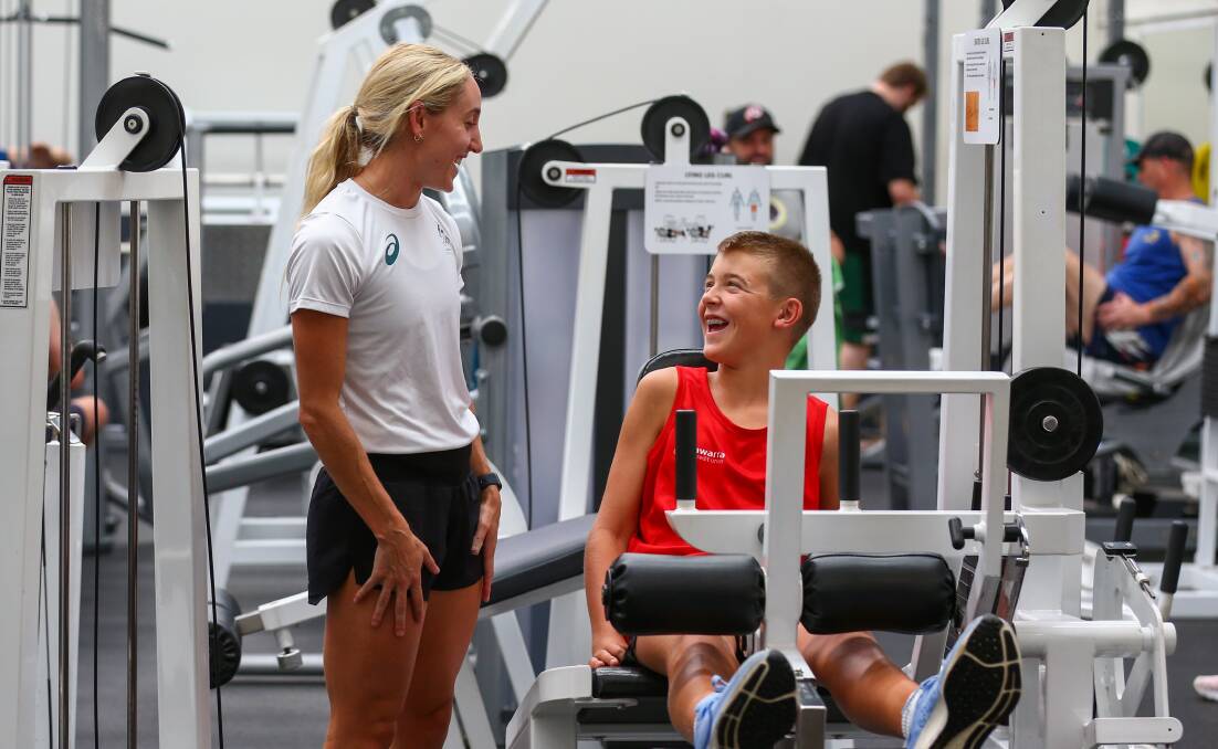 Jack Gibson was excited to meet Australian Olympian Sarah Carli in February 2022. Picture by Wesley Lonergan 