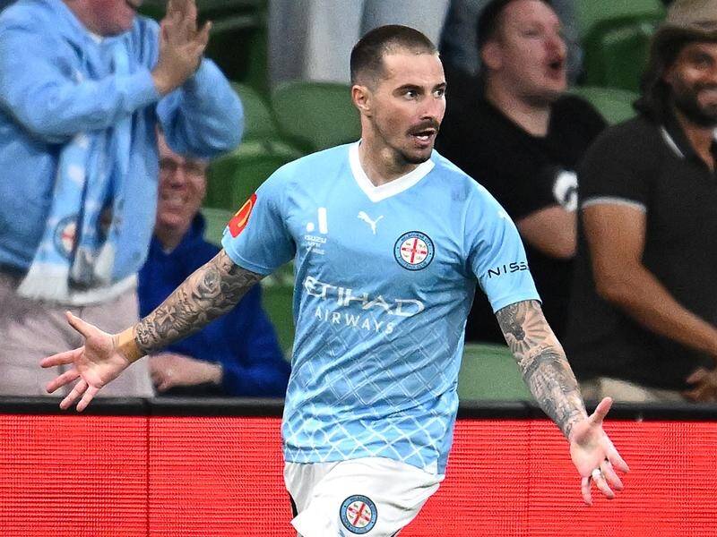 Jamie Maclaren's Melbourne City goal celebrations have been a familiar sight in the A-League Men. (Joel Carrett/AAP PHOTOS)