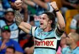 Nicho Hynes played a starring role in the ladder-leading Sharks' win over the Roosters in Brisbane. (Jason O'BRIEN/AAP PHOTOS)