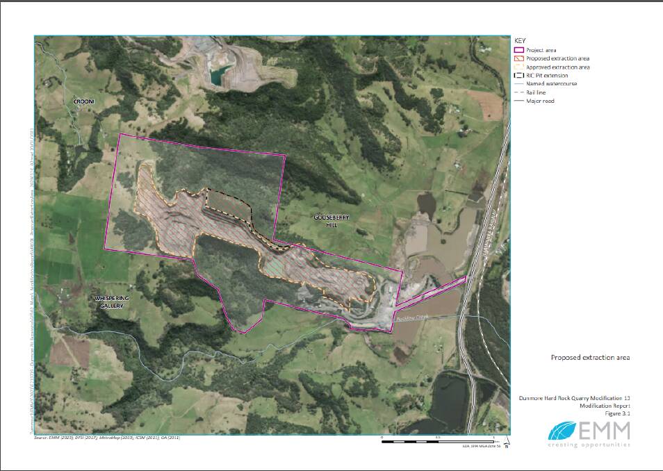 A map of the proposed quarry extension.