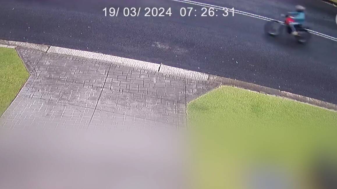 CCTv captures one of the trail bikes that police believe are connected to the home invasion. Picture supplied
