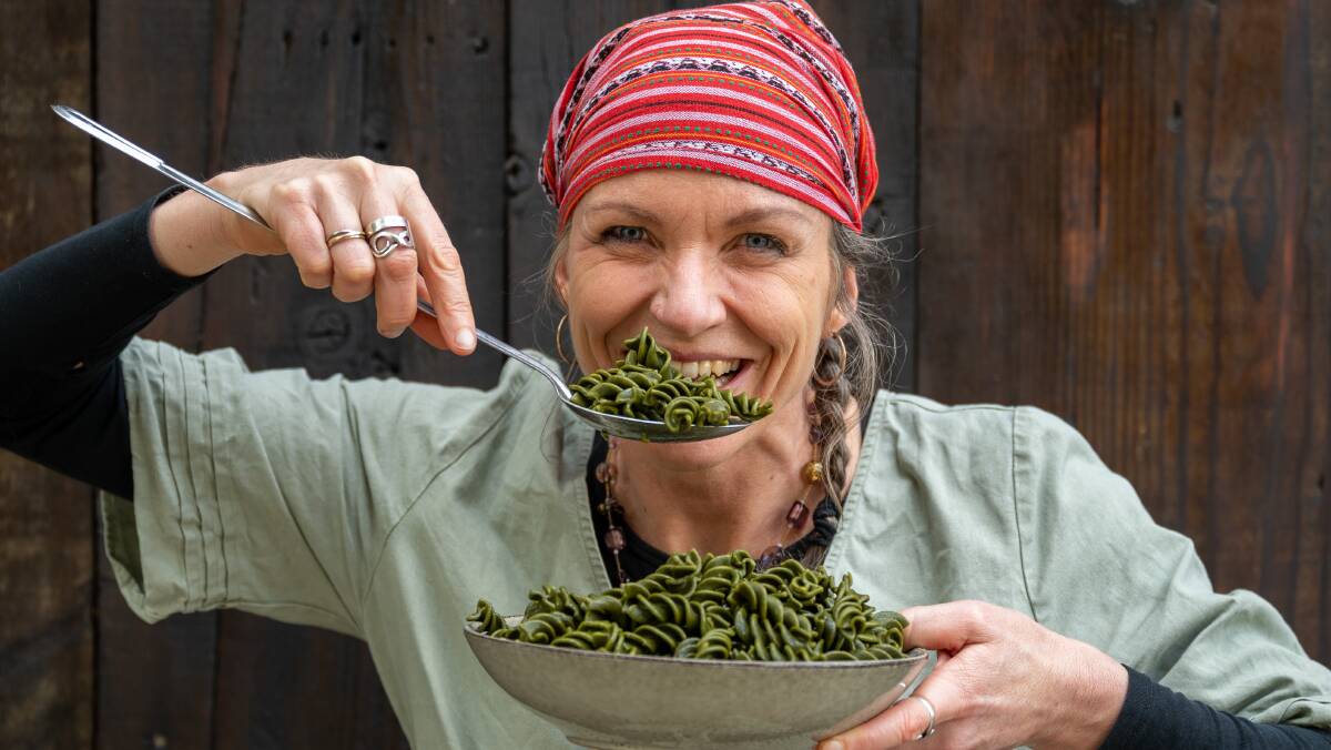 Dr Pia WInberg with a plate of seaweed pasta. Picture supplied