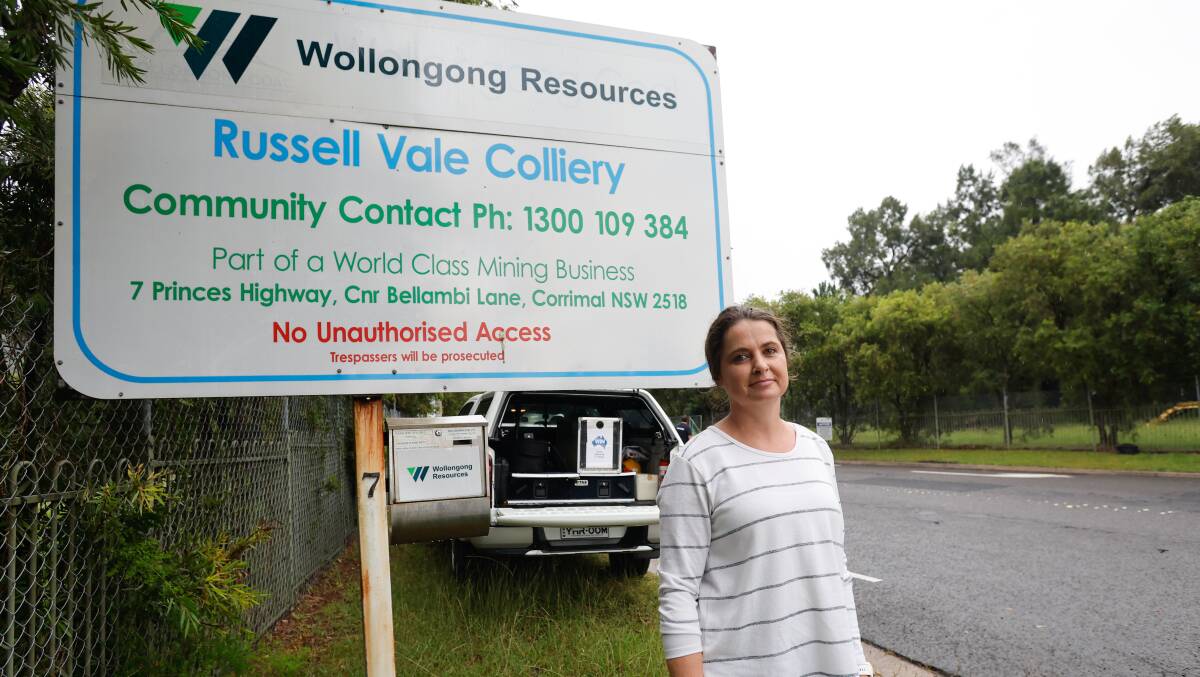Wollongong Resources procurement worker Karen de Villiers outside the Russell Vale mine which closed today. Picture by Anna Warr