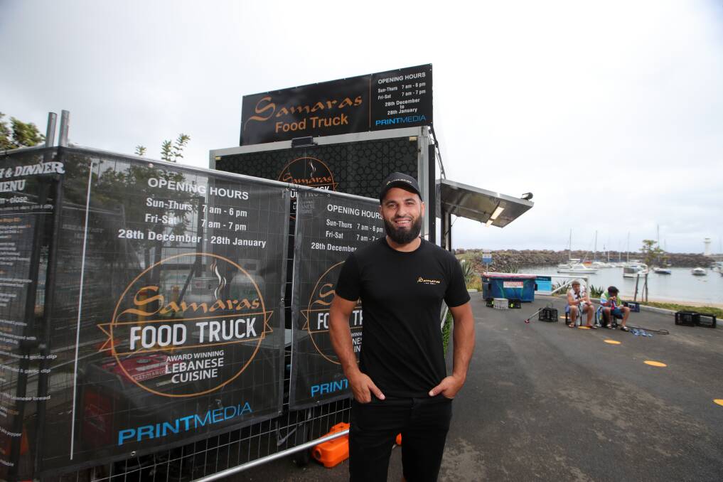 Power up: Omer Nemer at the Samaras Food Truck on the Wollongong waterfront. Picture: Sylvia Liber