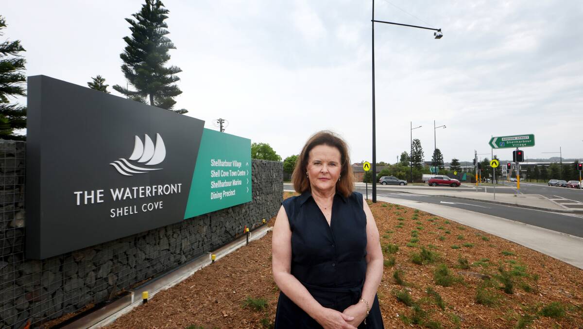 Shellharbour MP Anna Watson at the signs when they were first installed. Picture by Sylvia Liber