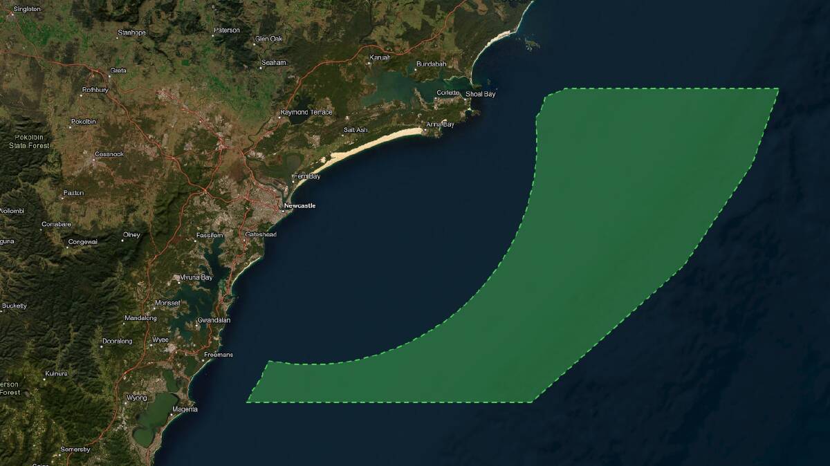 The proposed offshore renewable energy area for the Hunter. Picture from the Department of Climate Change, Energy, the Environment and Water