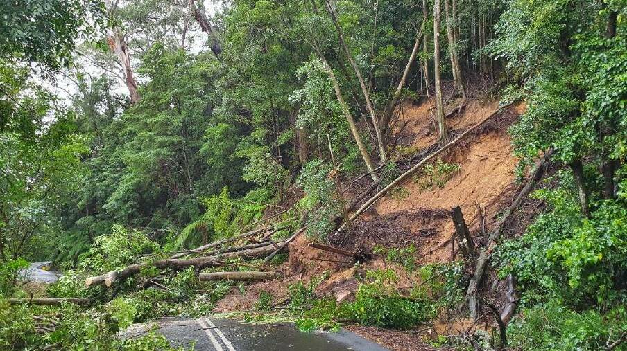 Jamberoo Mountain Road after storms in early July. Picture: Supplied
