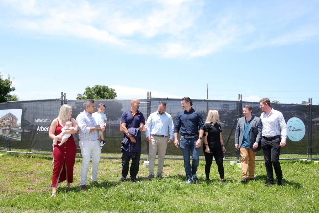 Commercial hub: Aleida and John Dwarte (far left) and Fiona Magro (third from right) will operate the first shops at the future Tullimbar Village Centre. Picture: Sylvia Liber