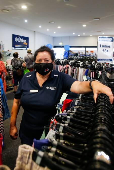 Donations welcome: Lifeline Wollongong shop team leader Sylvana Cachia on a busy second day of operations. Picture: Anna Warr