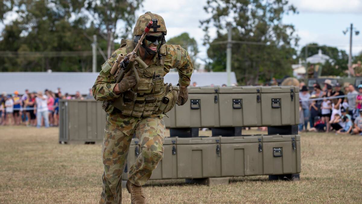 An Australian Army staff cadet conducts fire and movement during a previous training exercise in Charters Towers. Picture credit Australian Army