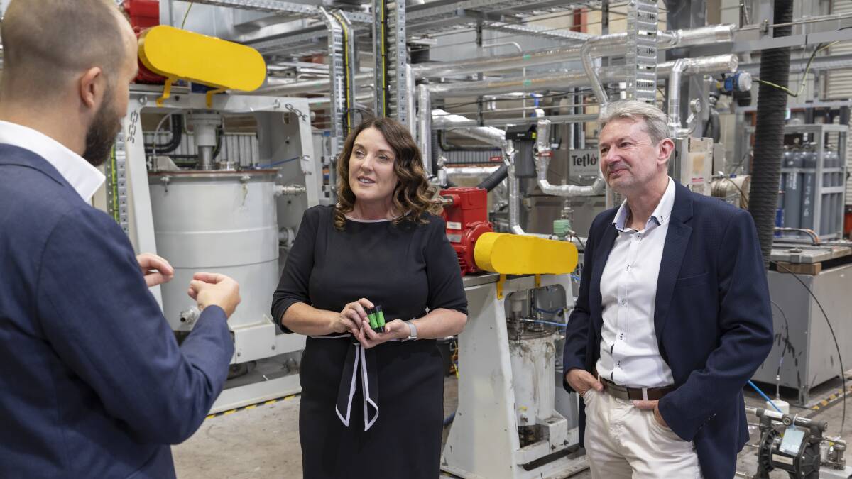 Ty Christopher (right) at Sicona battery technology with Cunningham MP Alison Byrnes. Picture supplied