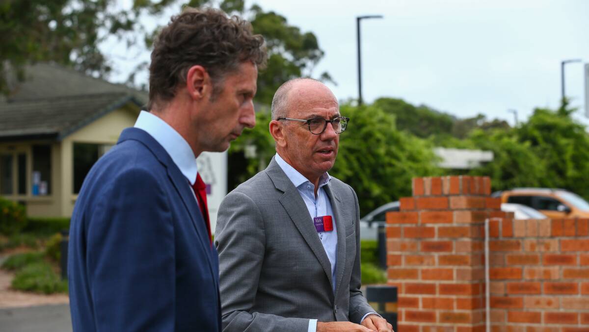 Aged care: Stephen Jones and Mark Sewell discuss the aged care crisis in February 2022. Picture: Wesley Lonergan