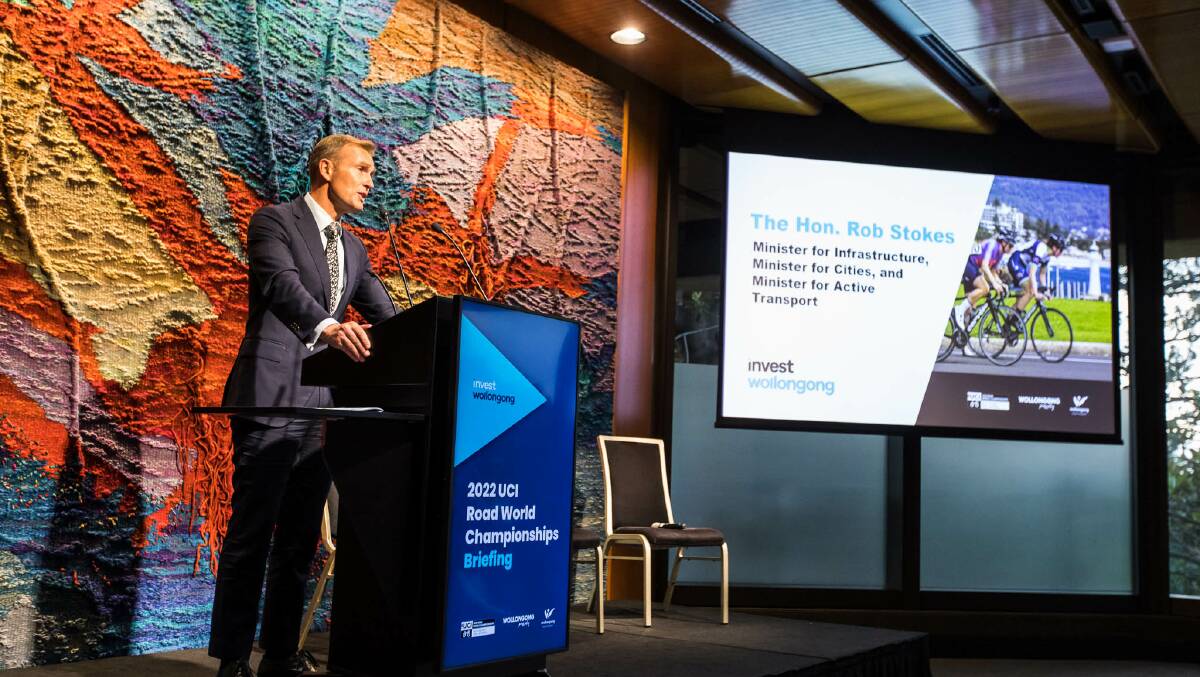 Sandstone cities: Minister for Cities Rob Stokes outlines the six cities vision at an Invest Wollongong event on March 30. Picture: Supplied
