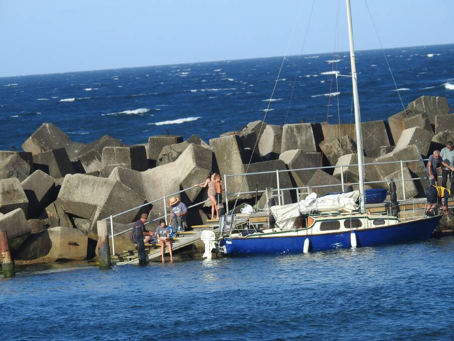 Safe harbour: The yacht once it had been moved by locals. Image: Darren Malone