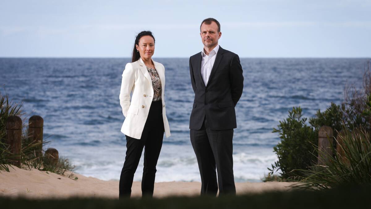 Emily Scivetti of Oceanex and Thomas Hansen of Equinor ahead of opening supplier registrations for the Illawarra offshore wind project. Picture by Adam McLean