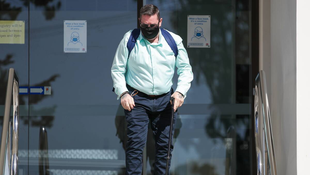 Court: Mark Anthony John Horsfall leaving Wollongong courthouse on Wednesday. Picture: Adam McLean