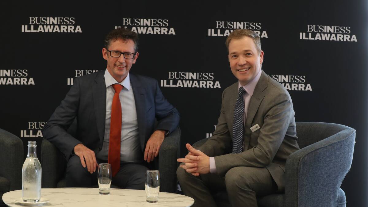 At a post-budget luncheon, Adam Zarth (right) said the Illawarra had a voice at the highest table in Stephen Jones (left). Picture by Robert Peet