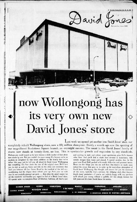 Crown jewel: An advertisement for the original opening of David Jones in Wollongong.