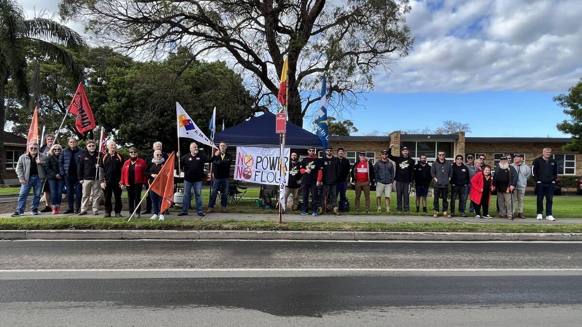 Workers and supporters outside the Bomaderry plant this morning. Picture supplied