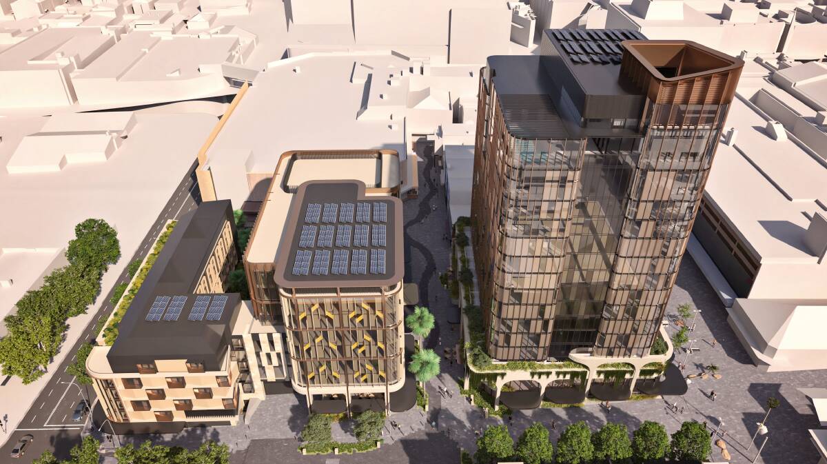 Not only transforming two city blocks, The Globe development will enliven the surrounding CBD, backers say. Picture ADM Architects & Jackson Teece