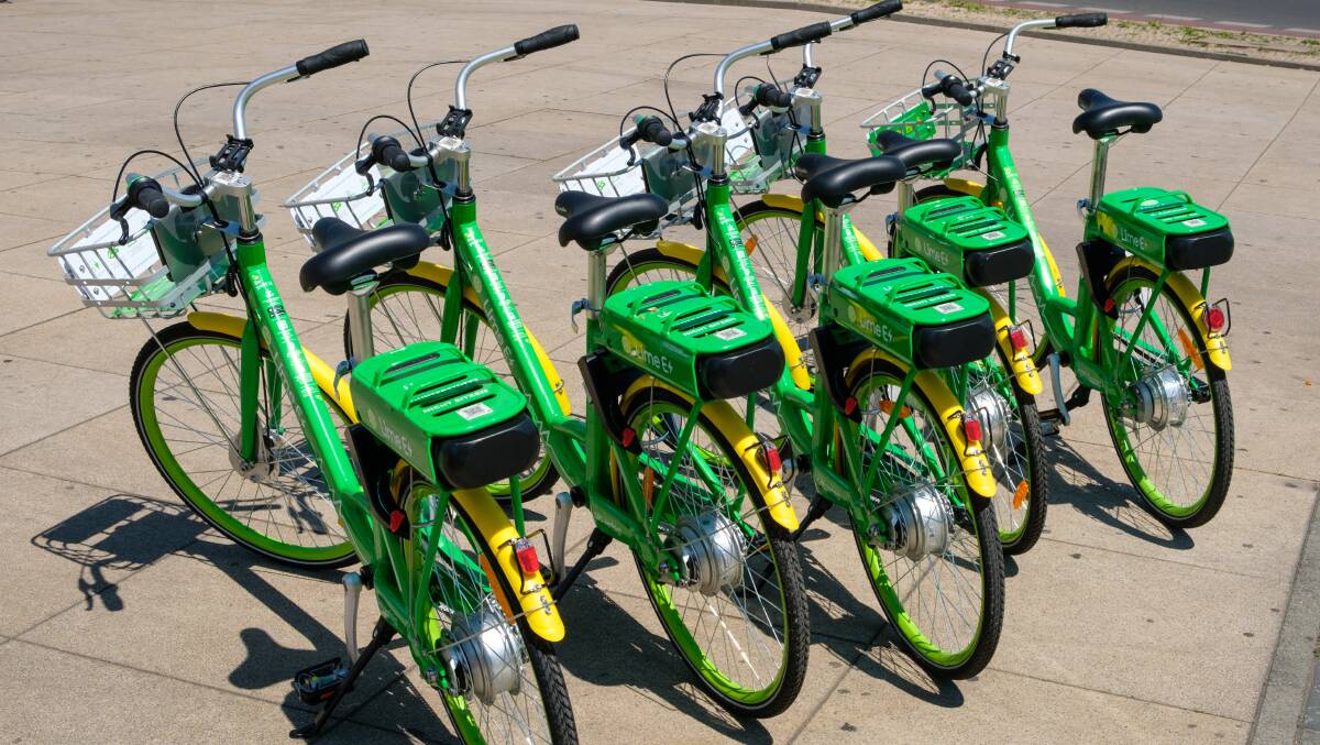 Bike share: E-bikes, similar to those shown here, could be popping up on Wollongong's streets in September. Picture: Shutterstock