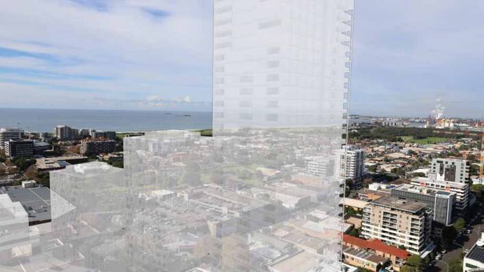 The view from an 18th floor unit at 3 Rawson Street looking south-east with the proposed development.