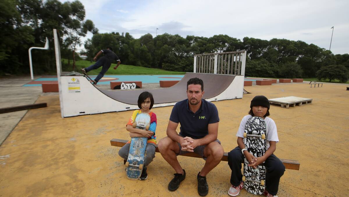 Fun's over: L-R Lando, Will and Louie Mitry are devastated at the loss of the skate park they and the community built together. Picture: Sylvia Liber
