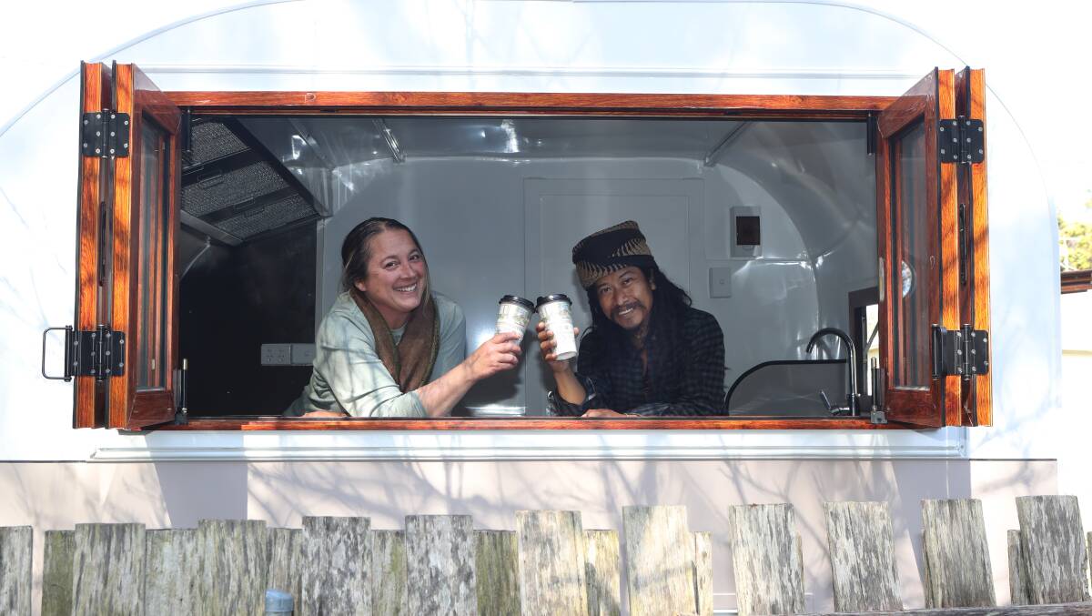 Coffee van: Sarah and Catur Widodo in their soon to open coffee van. Picture: Robert Peet