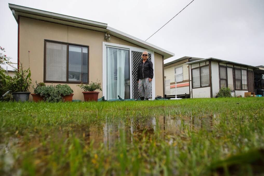 Sodden: The ground surrounding Sally Mynhardt's residence is soaked. Picture: Wesley Lonergan