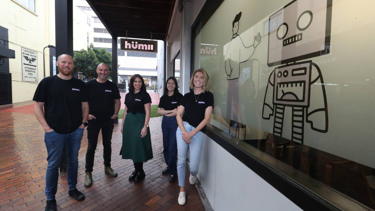 Start up: L-R, Humii co-founders Andy Evans and Lee Ritson with team members Rebecca Jensen, Lucy Phan and Susie Costelloe outside the new office in Globe Lane. Picture Robert Peet