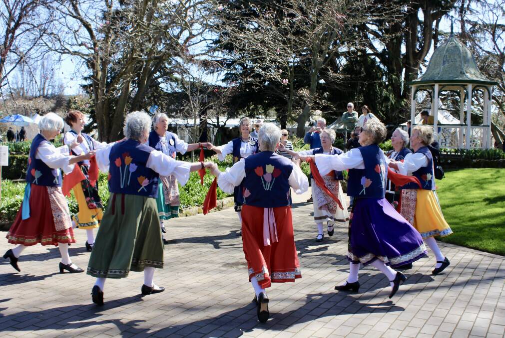 Southern Highlands Folk Dance Circle kicked off the entertainment for Tulip Time at the Corbett Gardens on September 16. Picture by Tanya Galwey.