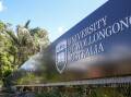 File picture of the University of Wollongong sign on Northfields Avenue. 