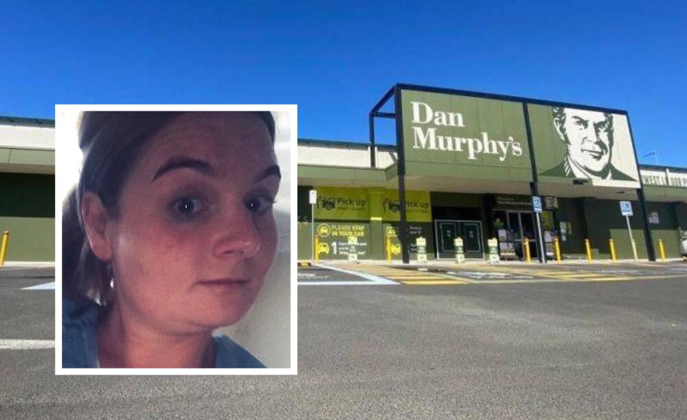 Alisha Brown (inset) stole two bottles of whiskey from Dan Murphy's North Wollongong on June 23 (background). Pictures from Facebook, file