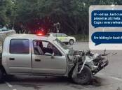 The victim's ute and text messages sent by Brett Forster after the crash. Picture supplied