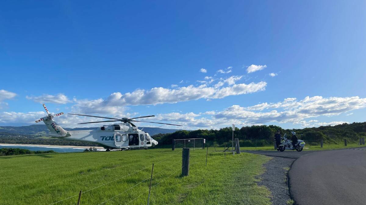A Toll rescue helicopter was called to the scene. Picture by Sylvia Liber.