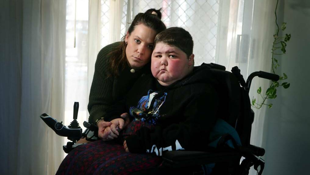 Bec Darby and her 14-year-old son Hunter in June. Picture: Sylvia Liber.