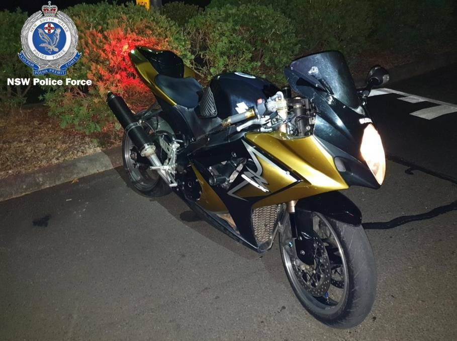 Jason Paul Flood was caught driving at high speeds on his black Suzuki motobike in September this year. Picture from NSWPF.