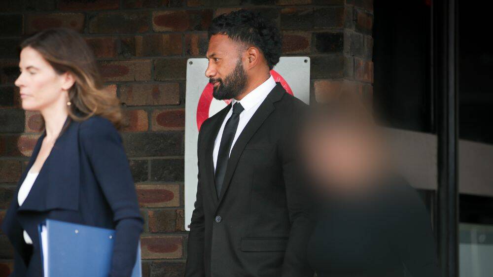 Dragons prop Francis Molo leaving Port Kembla Local Court on Wednesday. Picture by ACM.