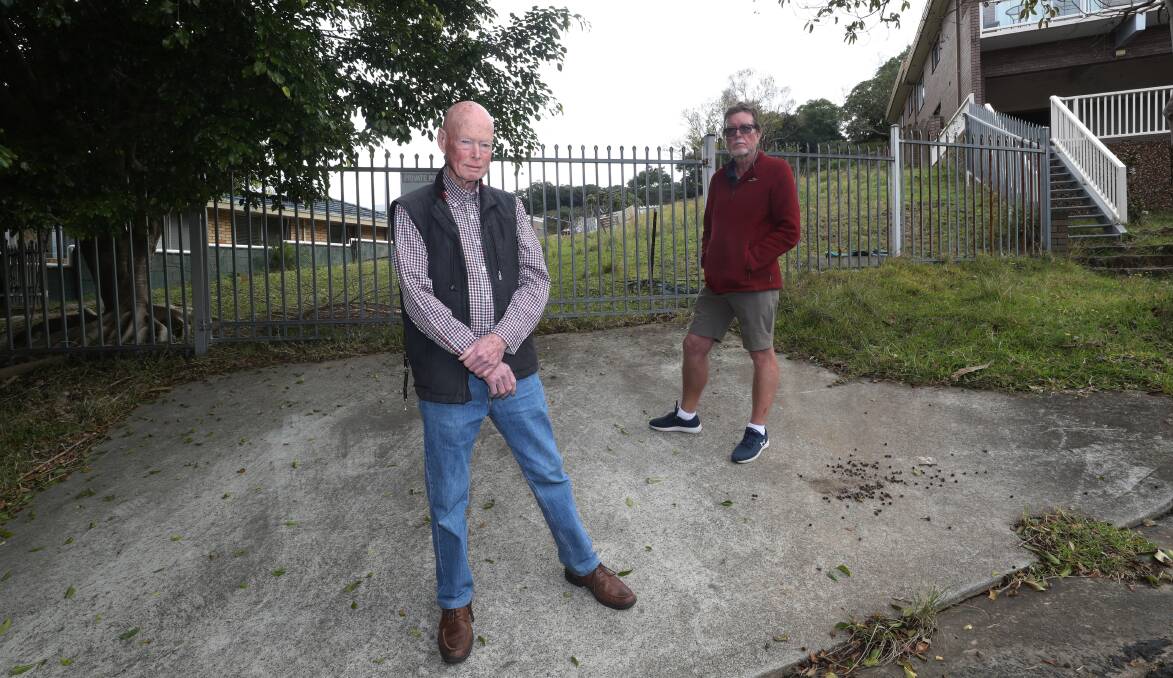 Keiraville Residents Action Group Inc. representatives Geoff Kelly and Felix Bronneberg have long-advocated to protect their suburb against plans to build a development in the escarpment. Picture: Rob Peet. 