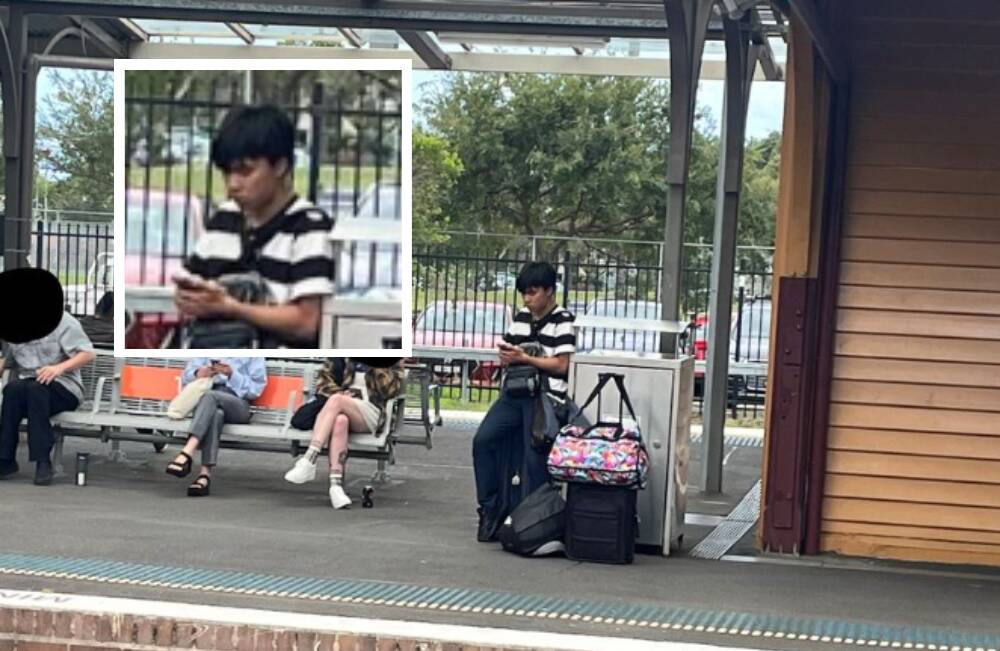An image of a man at Thirroul train station released by police. He is described as being of Asian appearance with a thin build, and may be able to assist with inquiries. Picture supplied by NSWPF