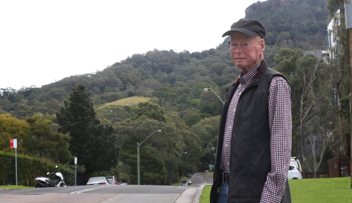 Longtime suburb advocate Geoff Kelly said the massive block planned for the patch of the escarpment pictured above would be totally unsuitable. Picture: Rob Peet.