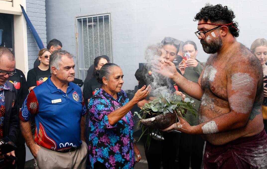 Family: Aunty Lindy Lawler said it was "the greatest gift" being surrounded by mob at the Illawarra Aboriginal Medical Service's National Sorry Day ceremony. Picture: Anna Warr.