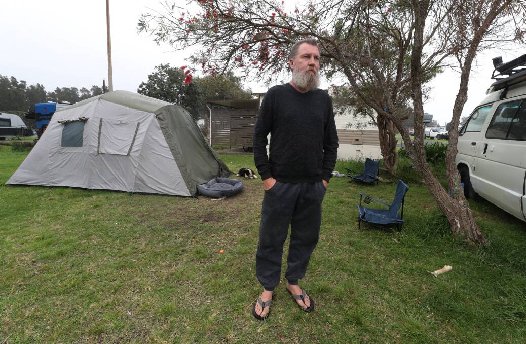 Ben James said homelessness has taken its toll over the last eight months, especially with persistent heavy rainfall damaging tents. Picture by Robert Peet.