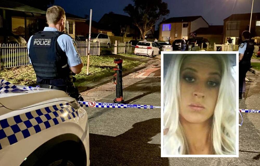Police cordoned off a public housing complex in Warrawong after Kristie Mcbride (inset) was stabbed on November 22. Picture by ACM