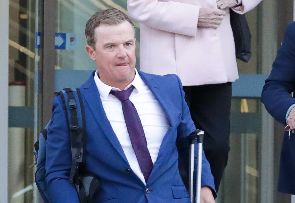 Phil Saunders leaving Wollongong courthouse on Monday. Picture by ACM.