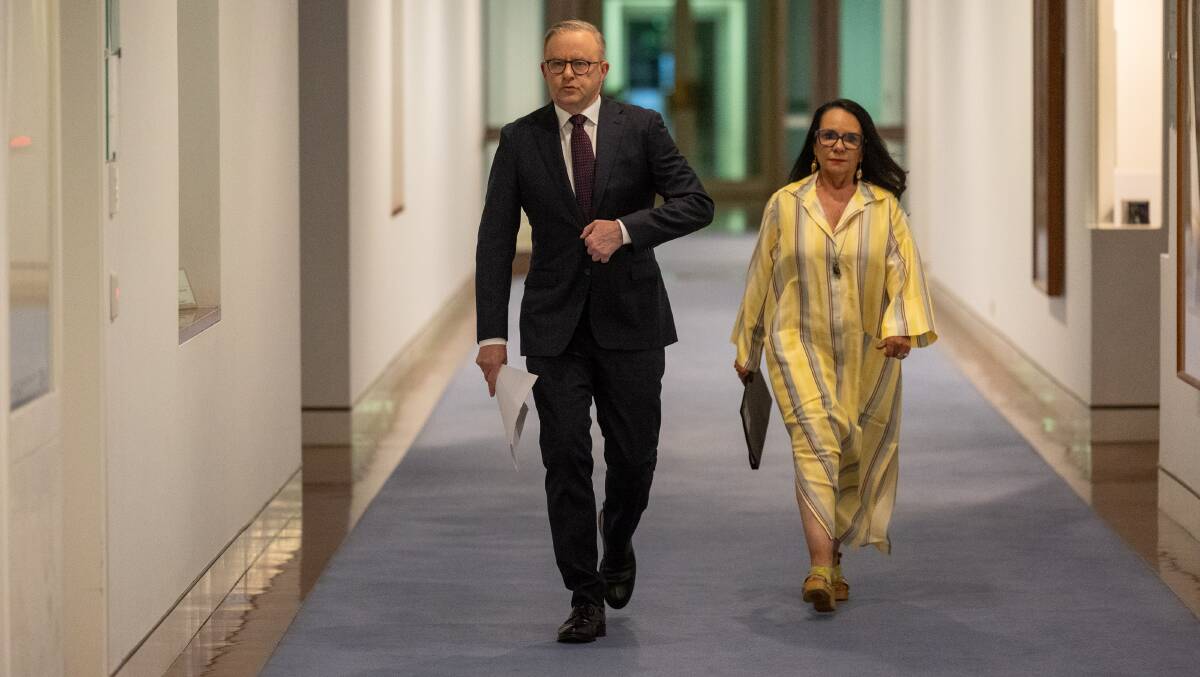 Prime Minister Anthony Albanese and Minister Linda Burney after the Voice to Parliament referendum failed. Picture By Gary Ramage