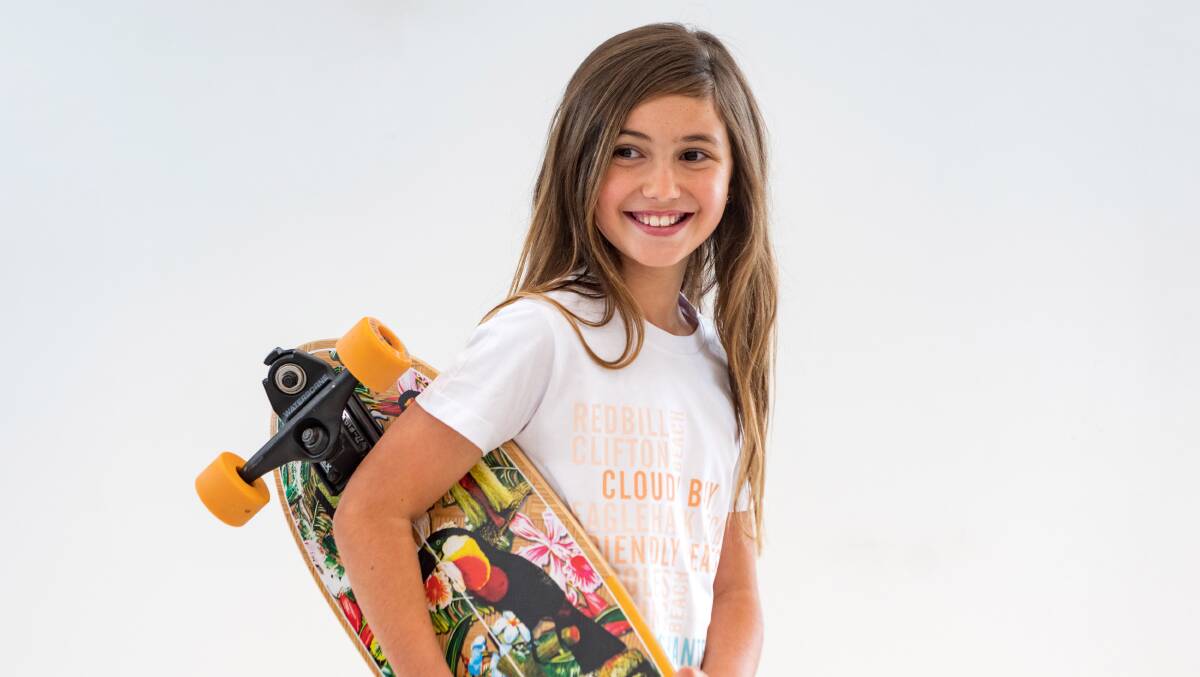 ENTREPRENEURIAL SPIRIT: Launceston's Audrey Green, 10, has launched Salty Souls Kids Co. to fill a gap in the surfwear market and give back to the community. Picture: Phillip Biggs 
